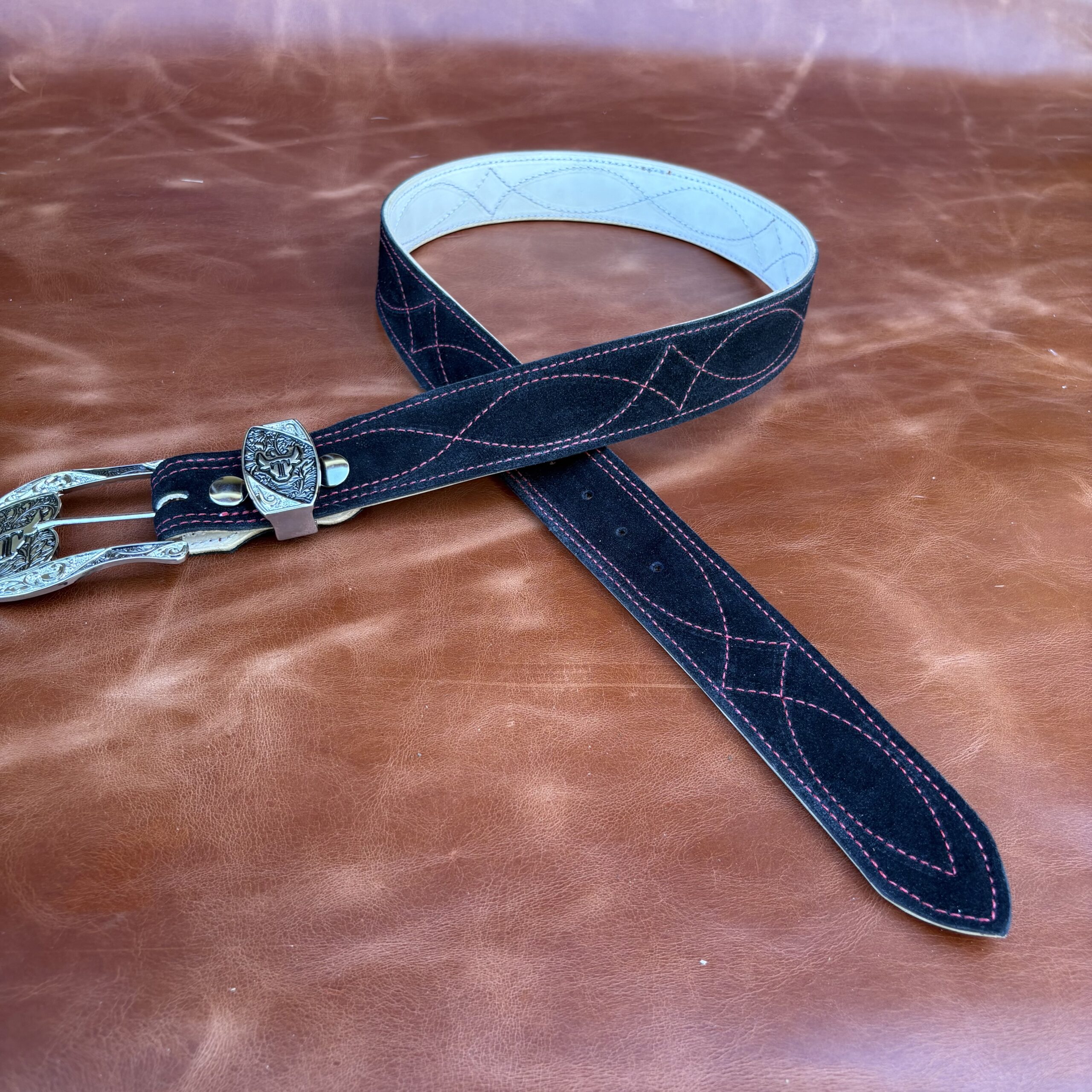 Cinto couro virado Black costura Vermelhor - Imagem 2