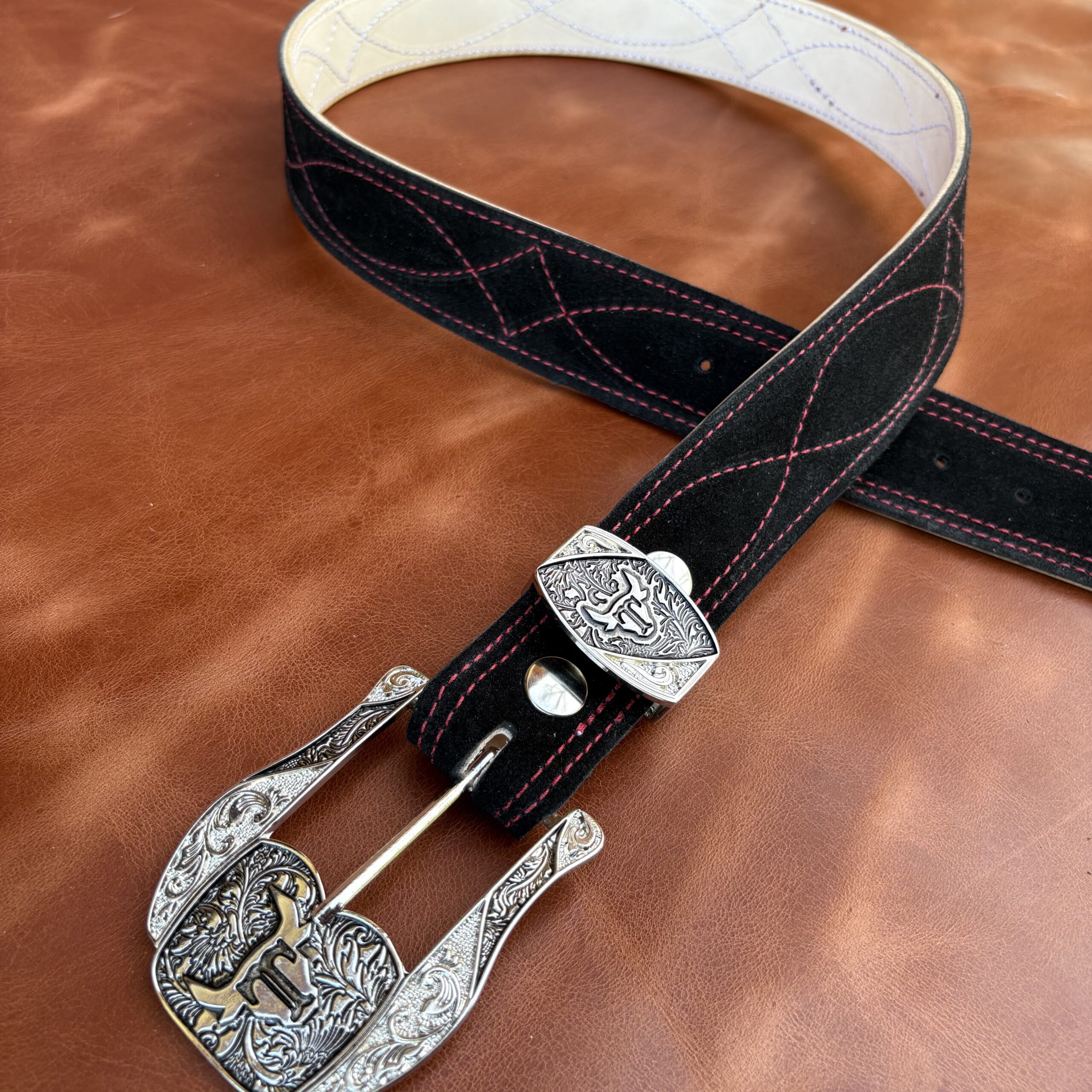 Cinto couro virado Black costura Vermelhor - Imagem 5