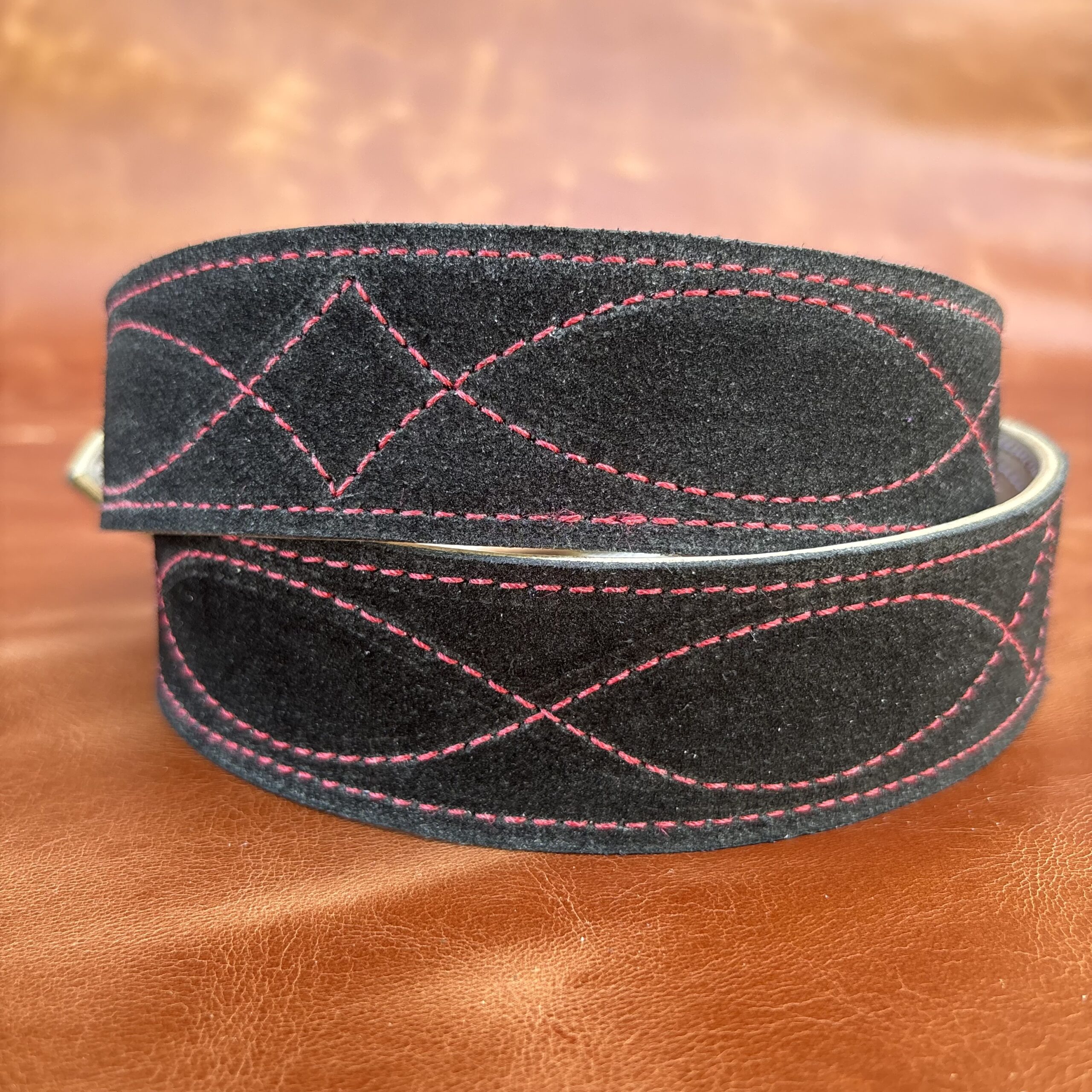 Cinto couro virado Black costura Vermelhor - Imagem 7