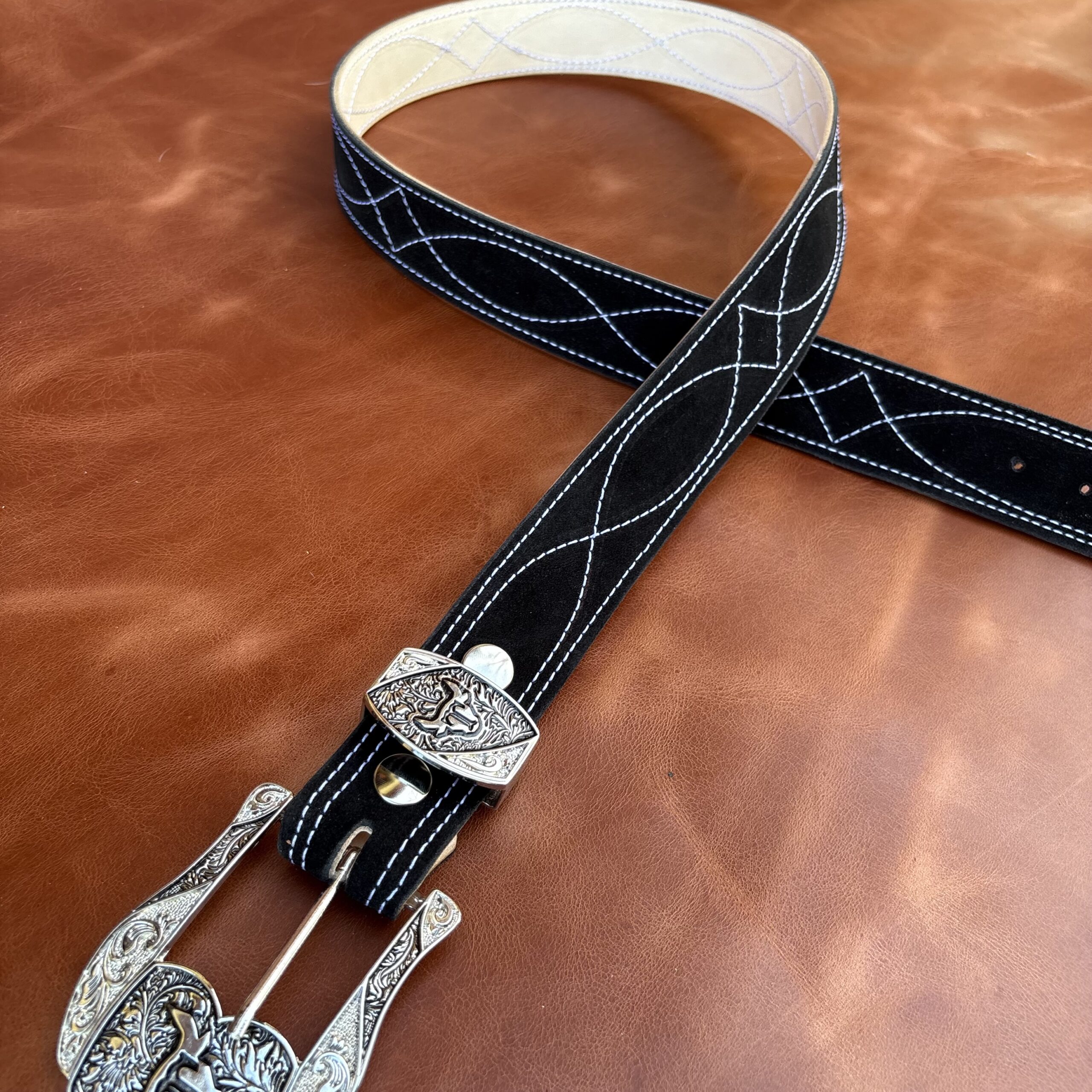 Cinto couro virado Black costura Branco - Imagem 5