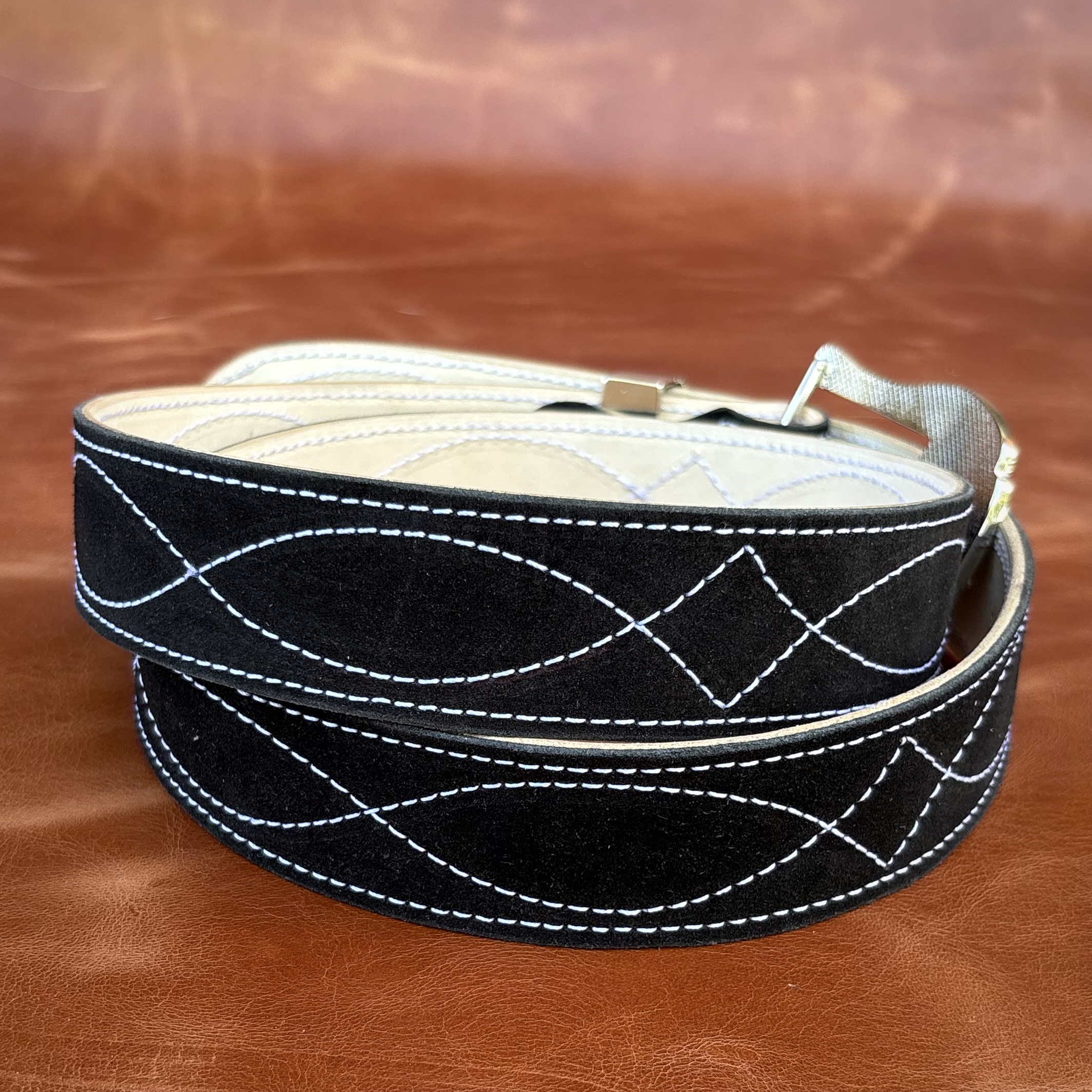 Cinto couro virado Black costura Branco - Imagem 2