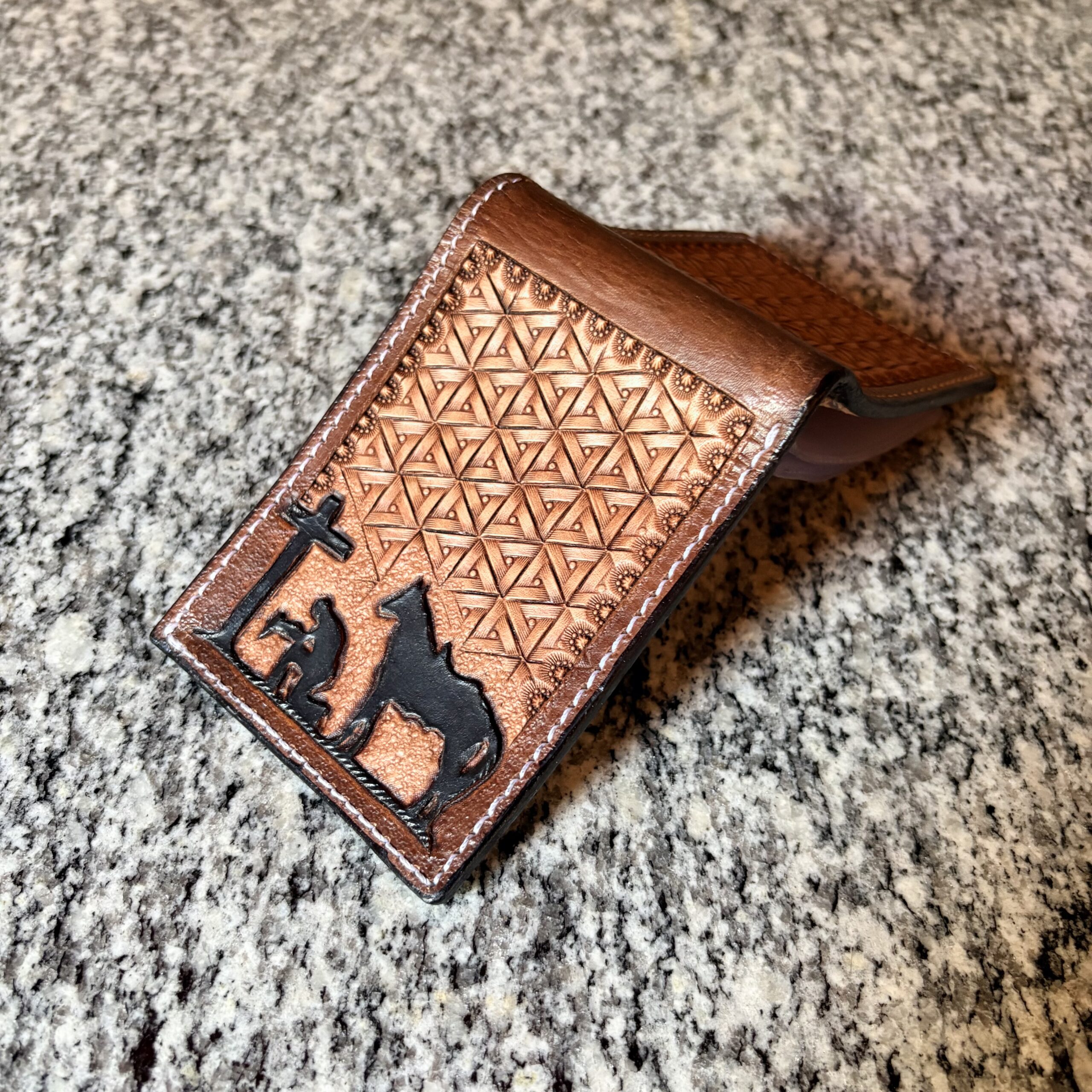 Carteira Country em Couro – Cowboy, Cavalo e Cruz - Imagem 6